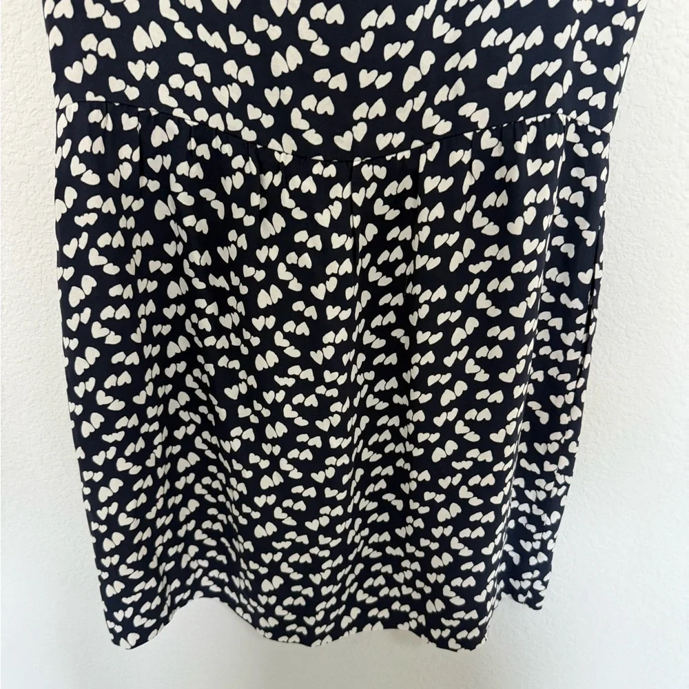 J. Crew Half-Placket Sheath Dress in Navy Blue and White Tossed Hearts Size 0 - Picture 12 of 13
